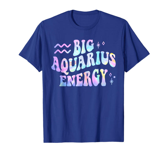 Aquarius Big Energy Retro Smile Flower Zodiac Birthday T-Shirt