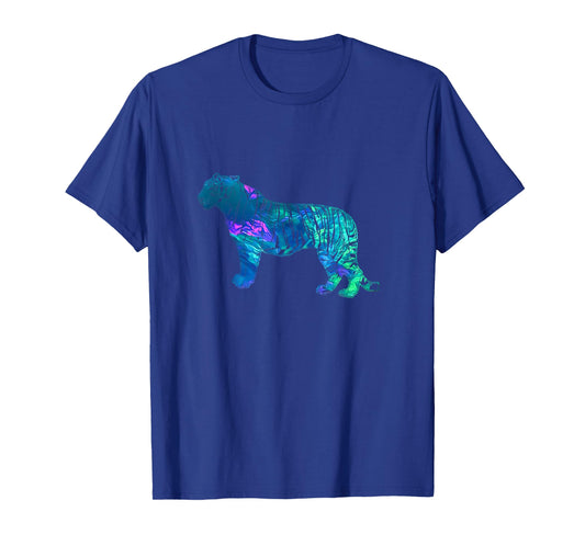 Cyan Blue Violet teal Tiger For Animals Lover T-Shirt