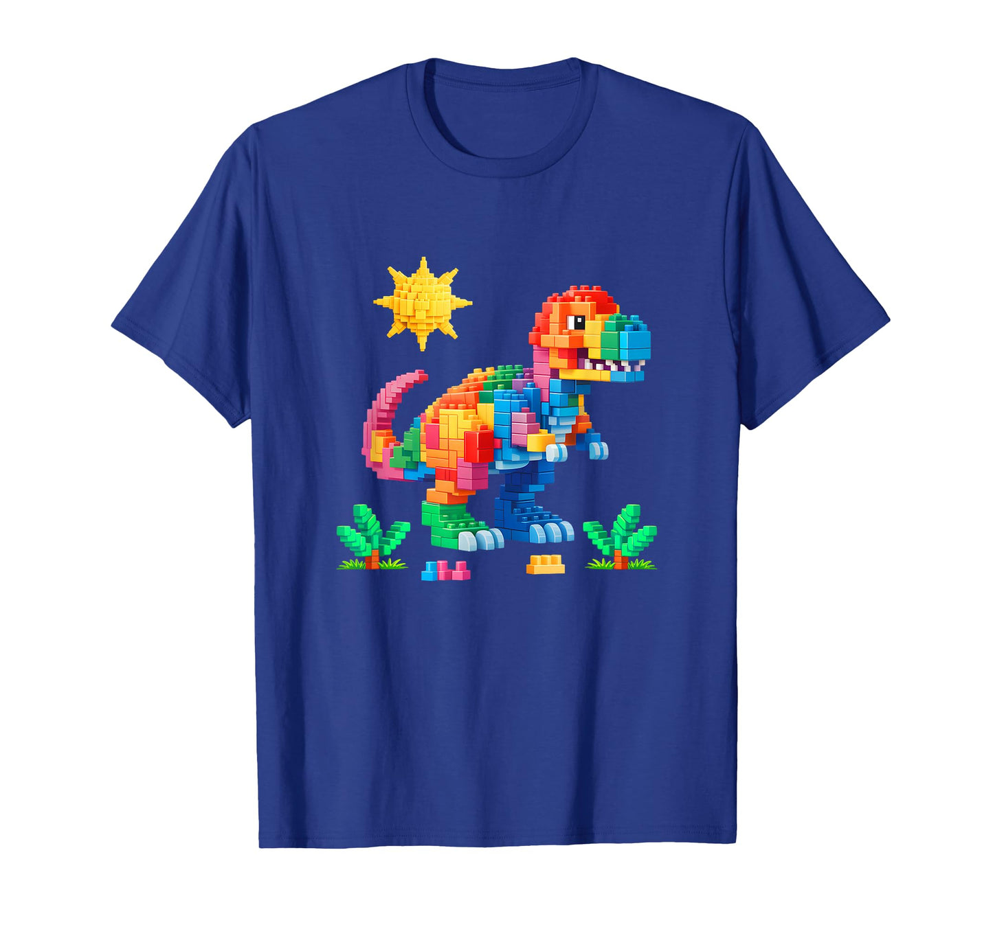 Building Bricks Builder Block Dinosaur T-Rex Boys Kids Men T-Shirt