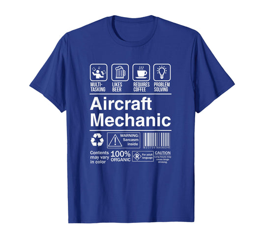 Aircraft Mechanic Product Label Funny Gift T-Shirt