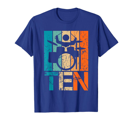 10th Drums Birthday 10 Year Old 10yr Boys Birthday Drummer T-Shirt