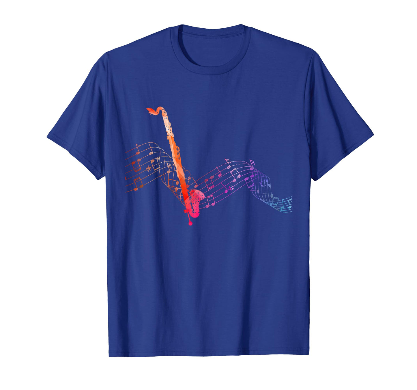Colorful Bass Clarinet on Music Sheet Contrabass Clarinetist T-Shirt