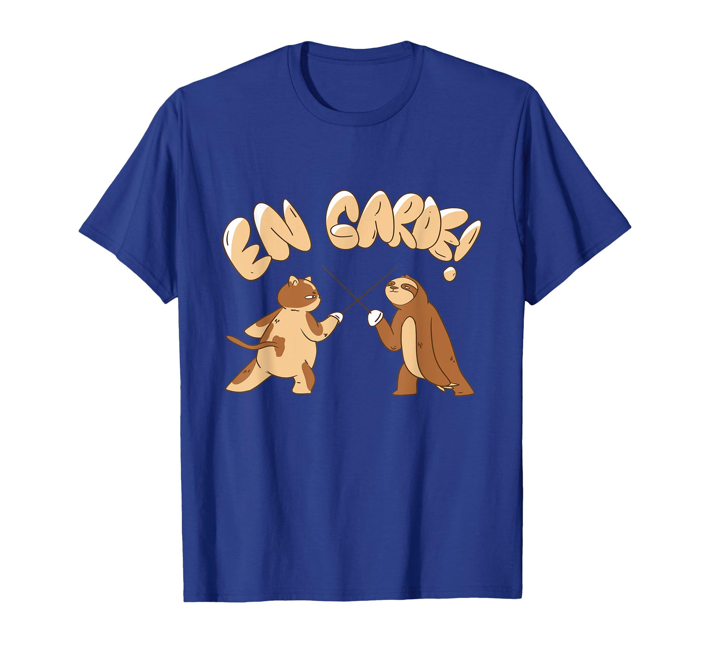 Funny Fencing En Garde Sloth Cat Epee Sabre Sword Fencer T-Shirt for Men Women Girls Kids