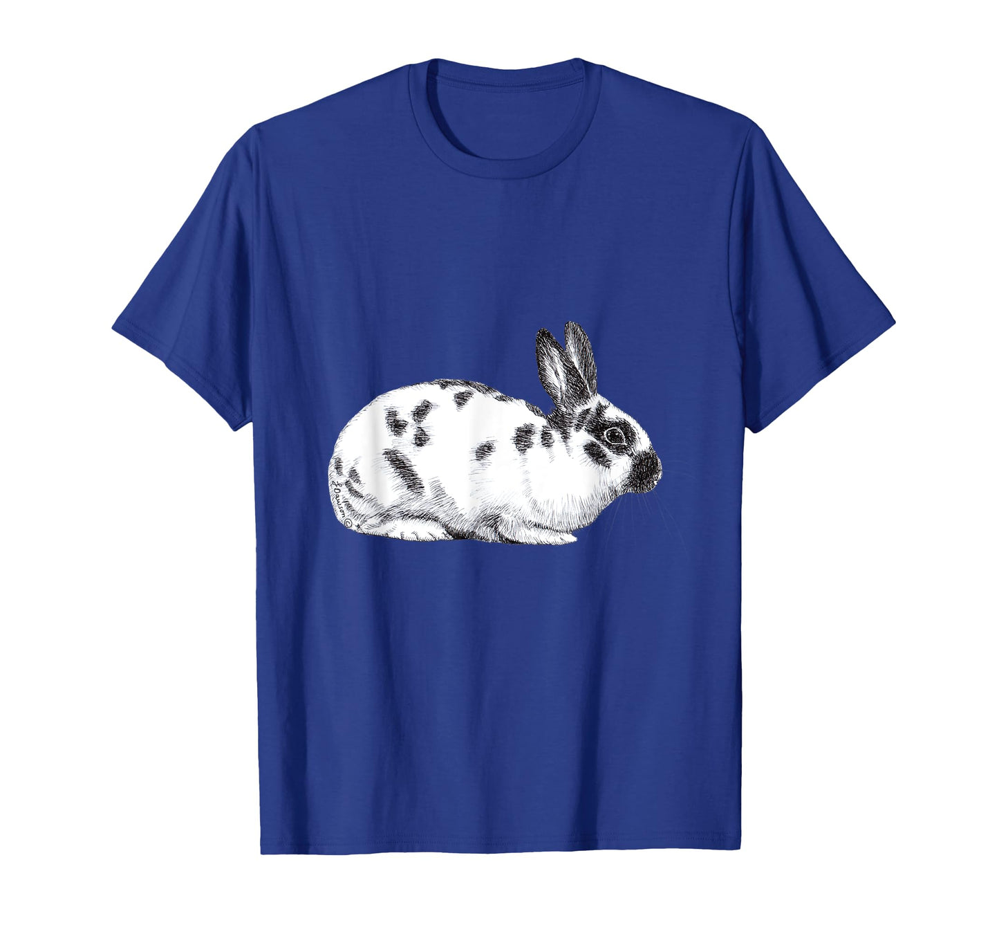 Cute English Spotted Bunny Rabbit Drawing T-Shirt
