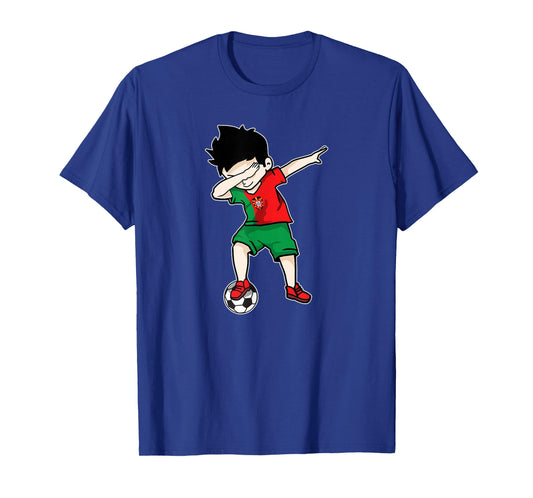 Dabbing Soccer Boy Portugal Football - Portuguese Gift T-Shirt