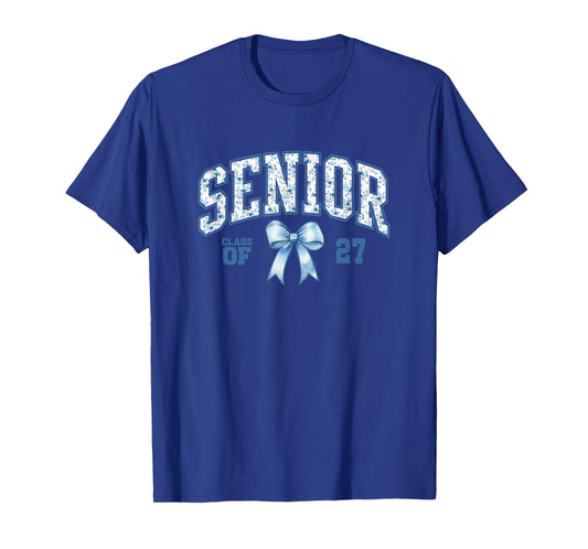 Class of 2027 Senior 27 Coquette Bow Toile Floral Graduation T-Shirt