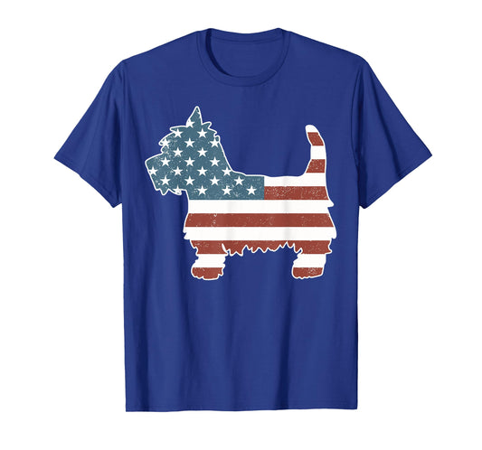 Vintage Patriot Westie Dog T-shirt Westie Silhouette Shirt Men Women Girls Kids T-Shirt