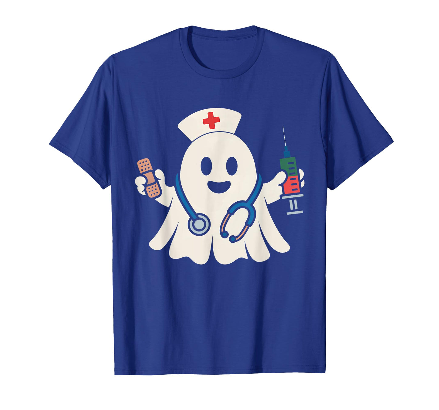 Cute Ghost Nurse Women Scrub Top Nursing Halloween Costume T-Shirt