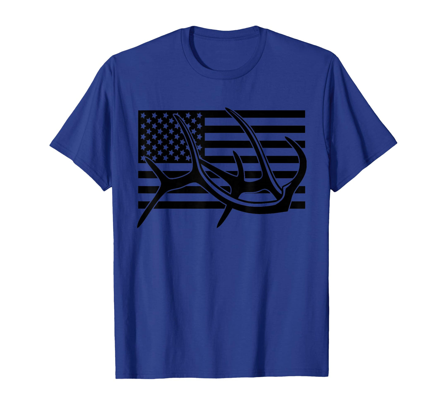 BASBO American Flag Outdoor Antlers Elk Deer T-Shirt