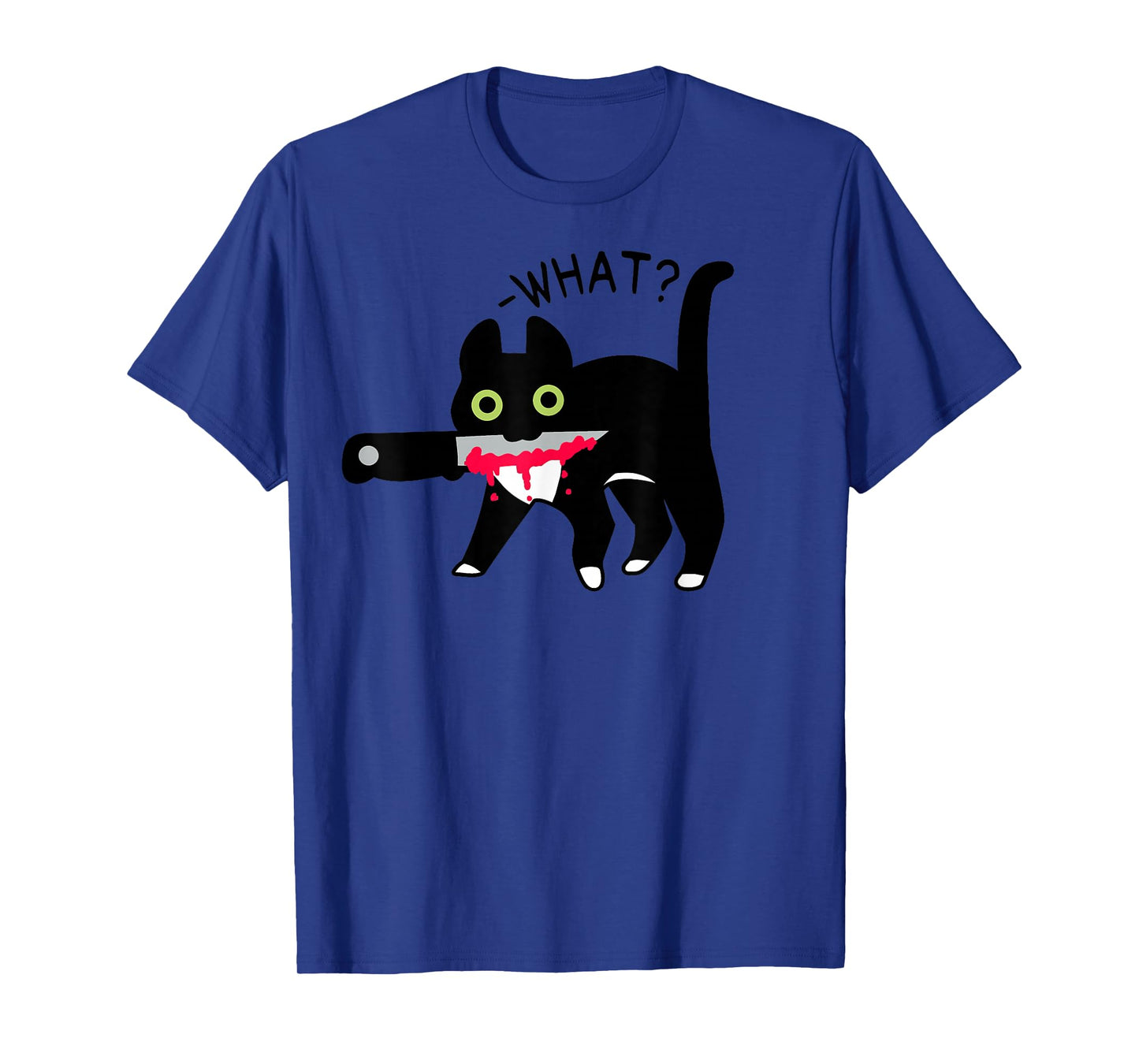 Cat What? Murderous Tuxedo Cat with Knife Halloween Costume T-Shirt