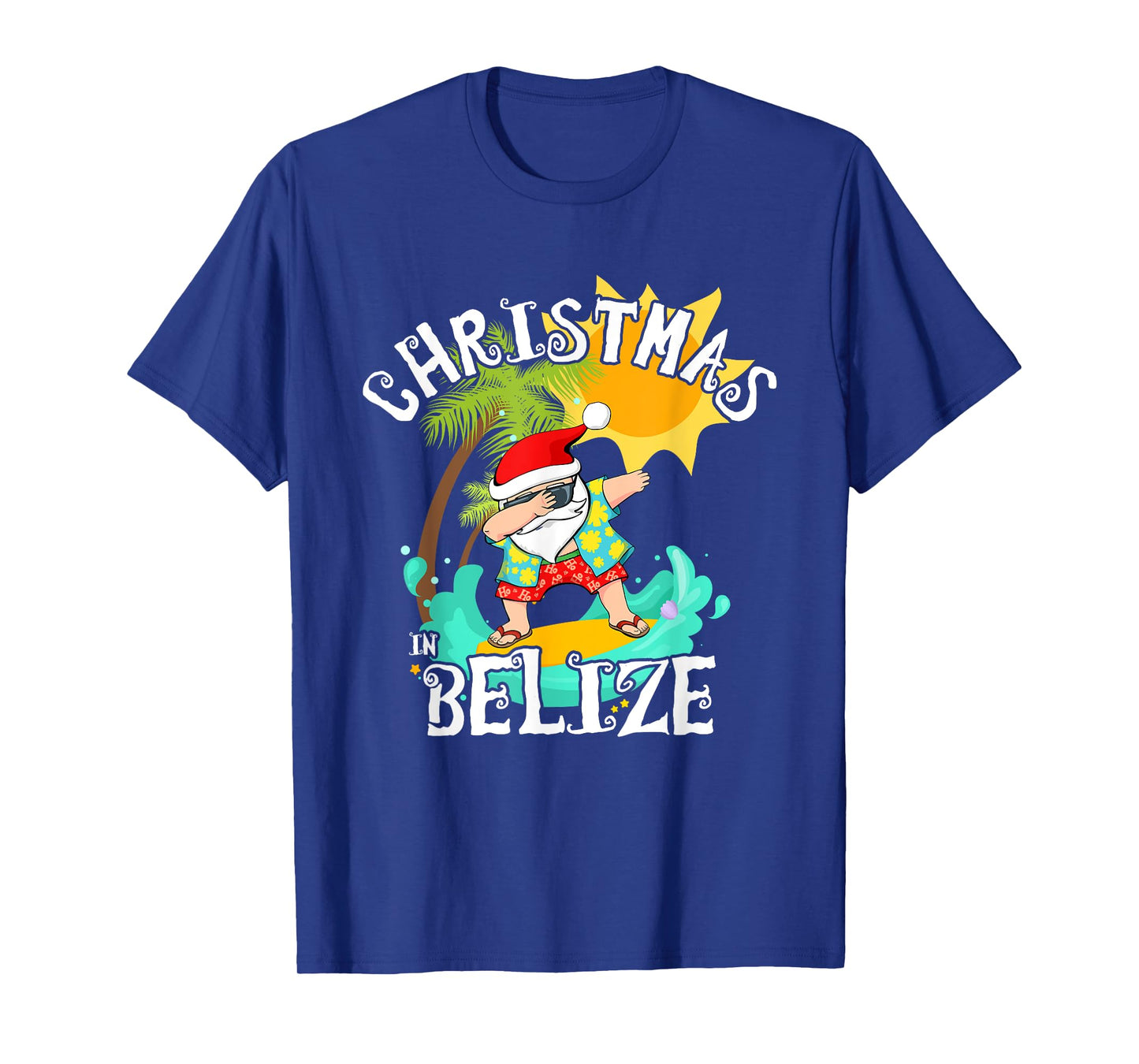 Christmas in Belize Dabbing Santa Family Vacation T-Shirt