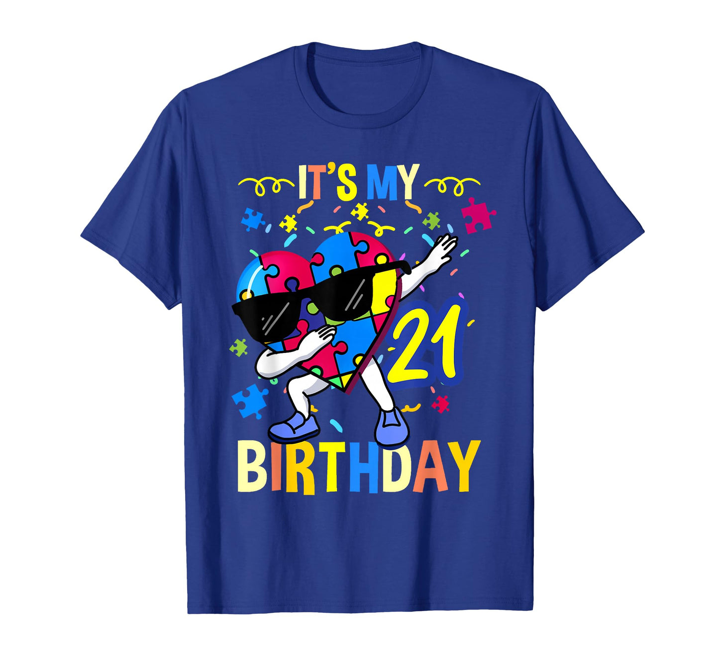 Its My 21st Birthday Dabbing Autism Puzzle T-Shirt