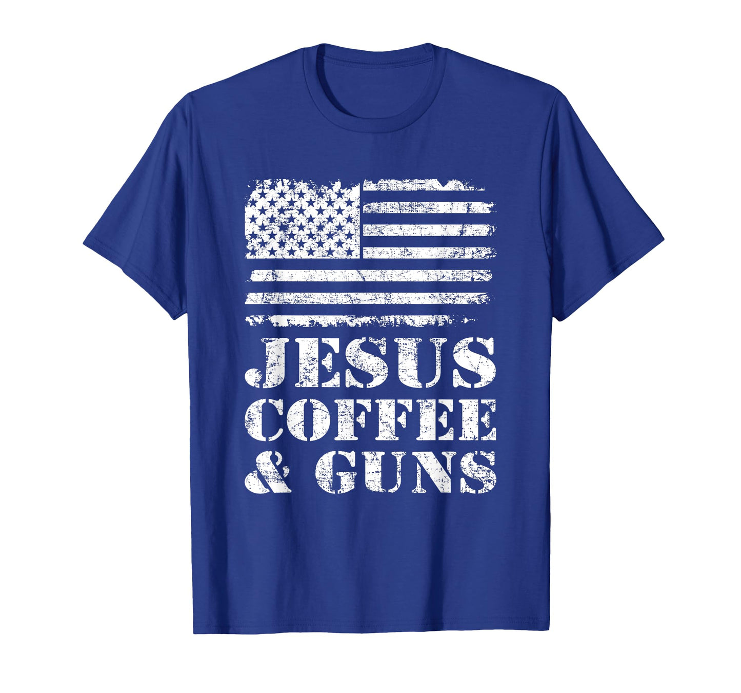 Jesus Coffee & Guns - Funny Christian Pro God & Gun USA Flag T-Shirt for Women Men