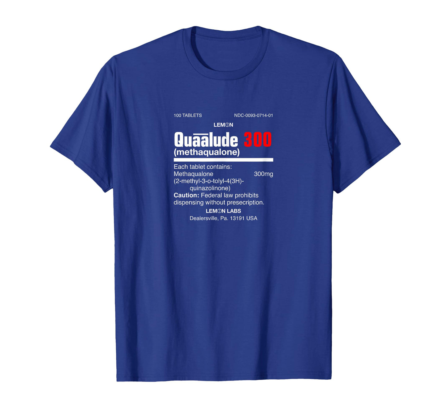 1970's Lemon Labs Quaalude 300 Label Reproduction Nostalgia T-Shirt