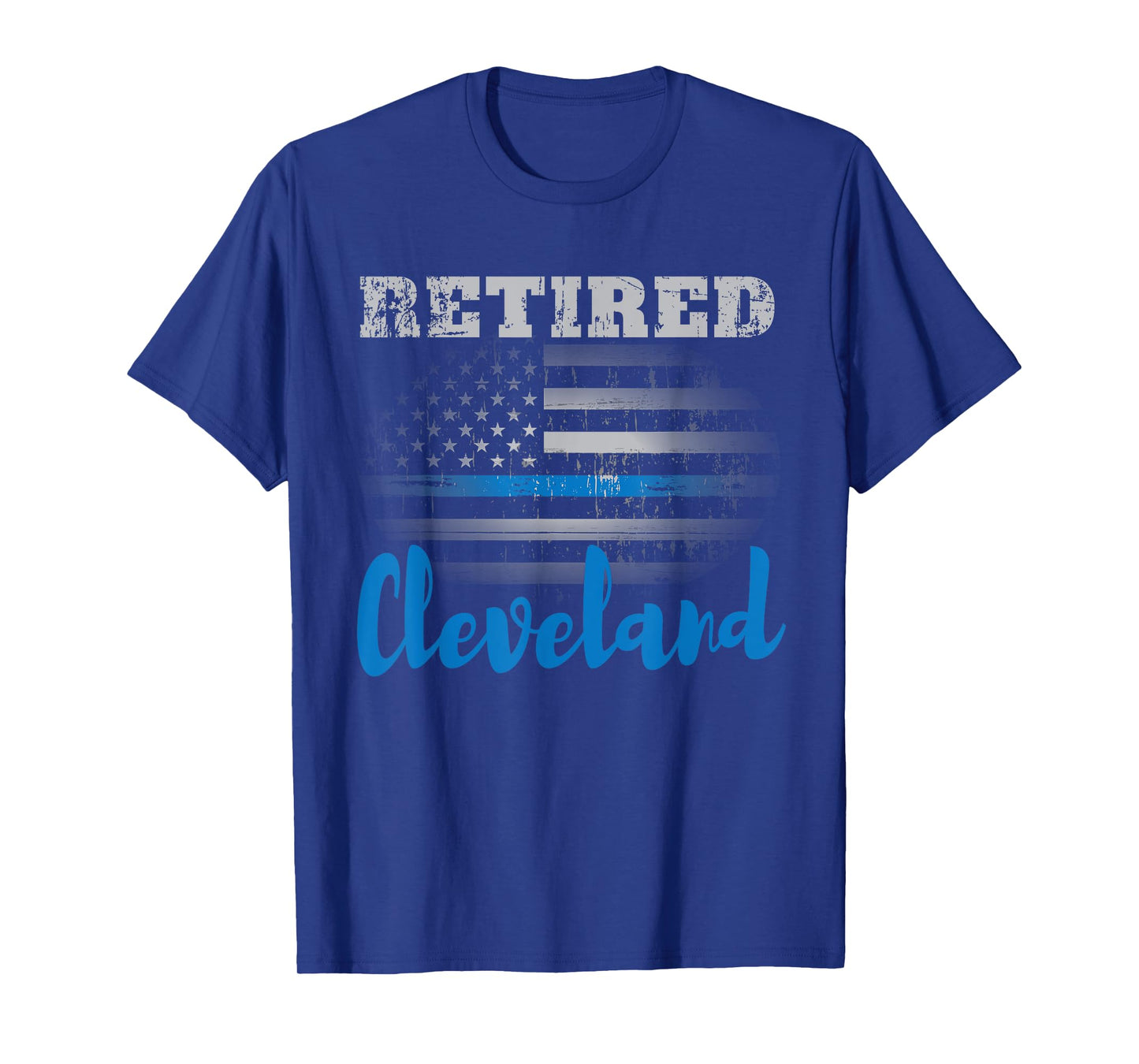 Retired Police Officer Cleveland American Flag Design T-Shirt