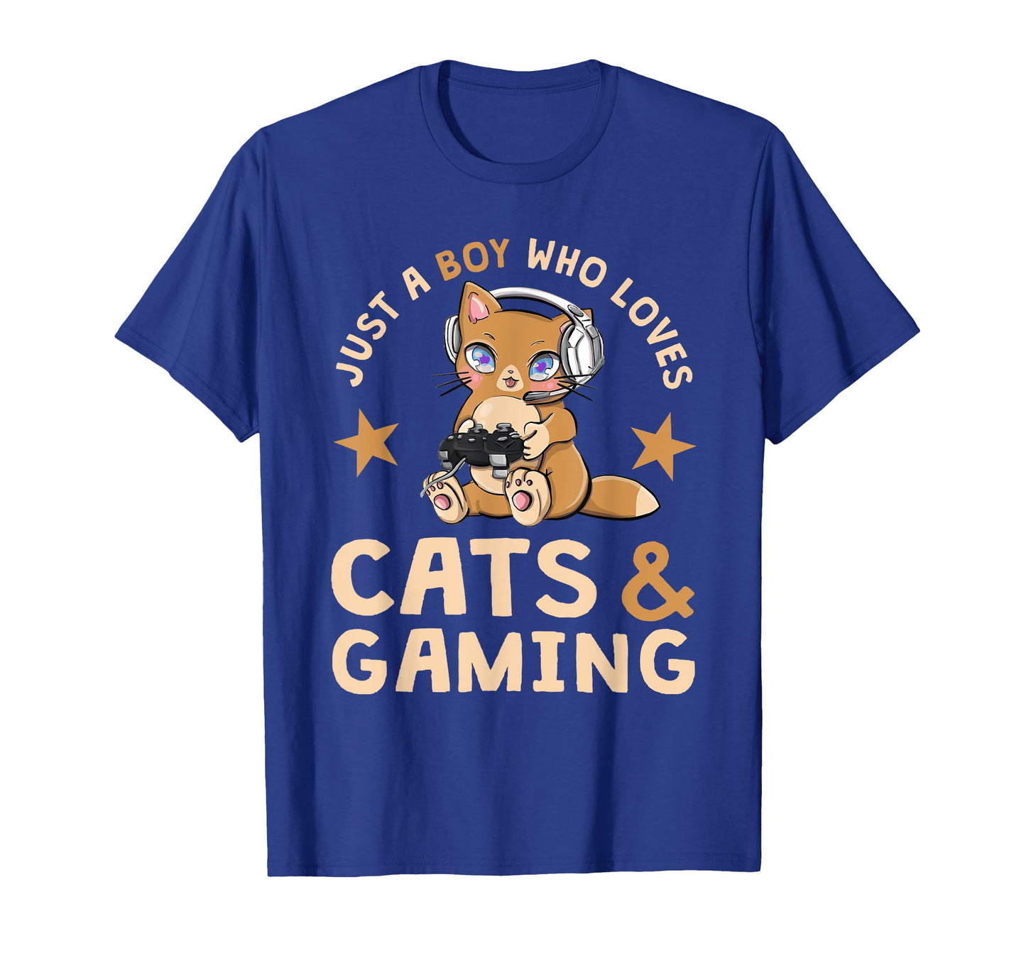 Just A Boy Who Loves Cats and Gaming Cute Gamer Cat T-Shirt