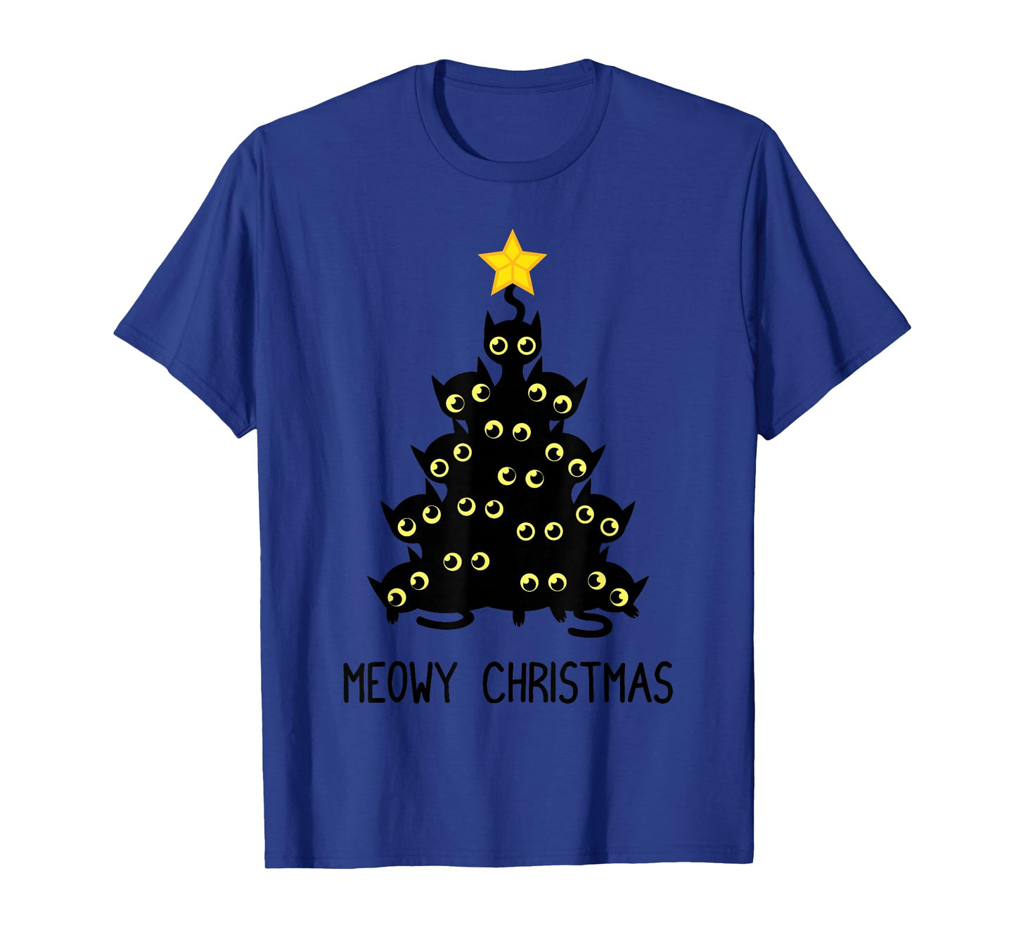 Cat Christmas Tree Cute Black Kitten Lover Meowy Women Kids T-Shirt