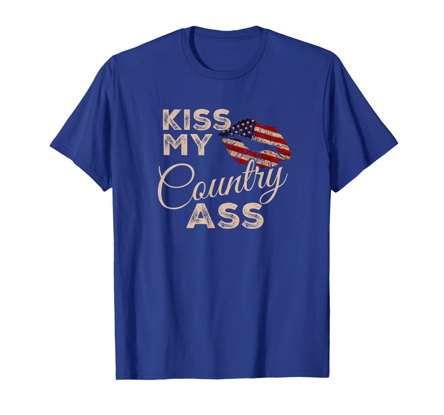 Kiss My Country Ass, Patriotic Grunge Flag Lips T-Shirt