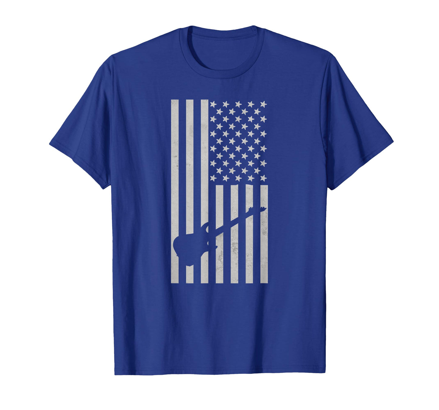 American Flag Electric Guitar Monochrome Patriotic Musician T-Shirt