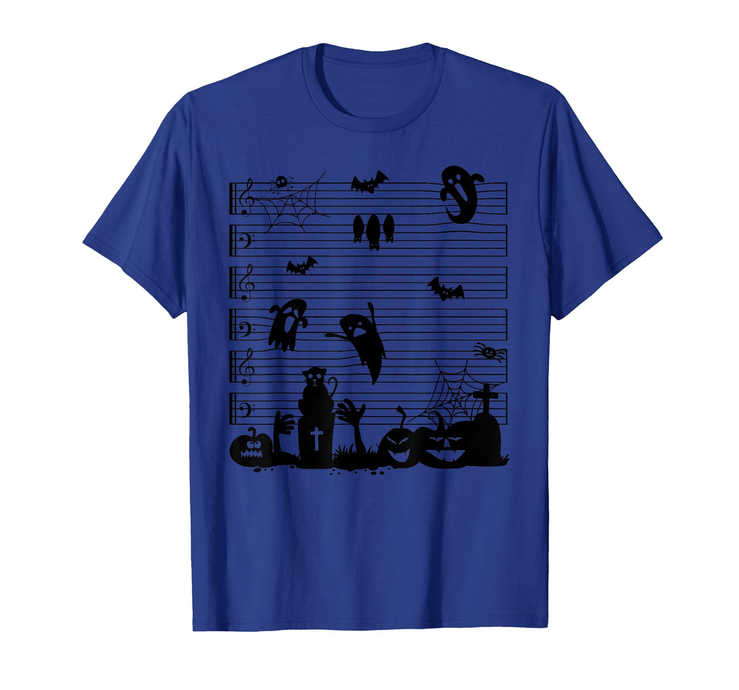 Halloween Music Note Clefs Spooky Ghost For Music Teacher T-Shirt