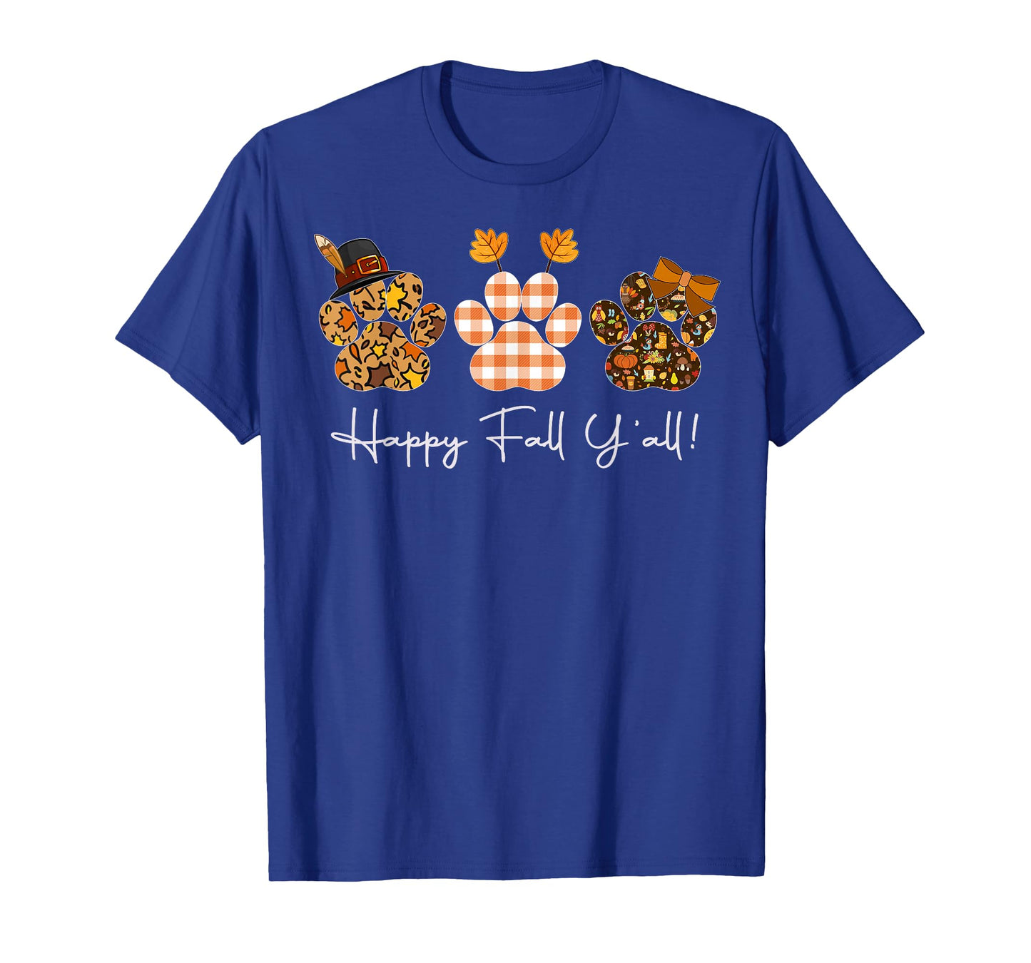 Happy Fall Y'all Paw Prints, Leopard Buffalo Paw Autumn T-Shirt