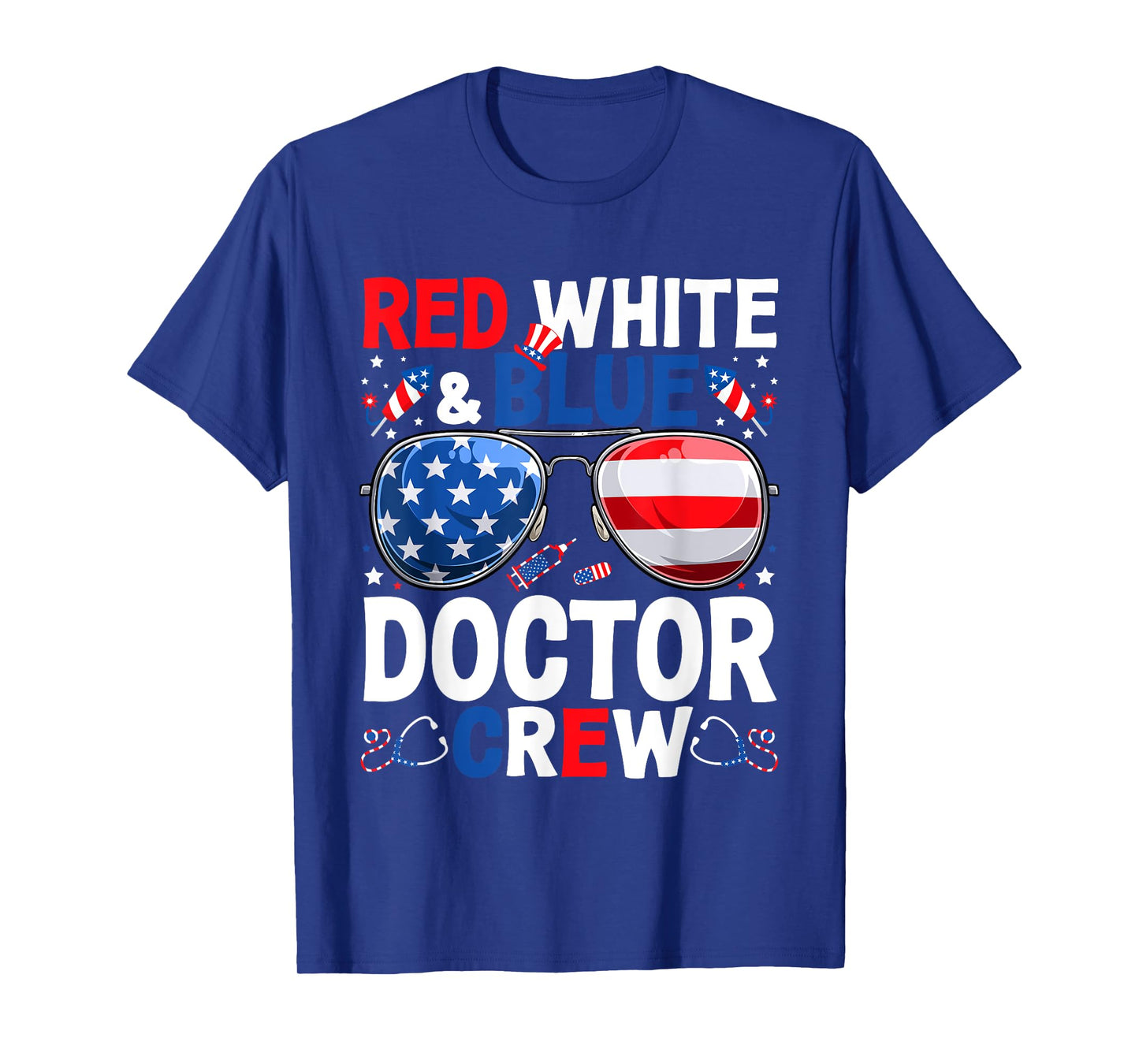 4th Of July Red White & Blue Doctor Crew American Flag Women Men T-Shirt