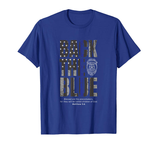 Back the Blue Thin Blue Line Flag Patriotic Police T-Shirt
