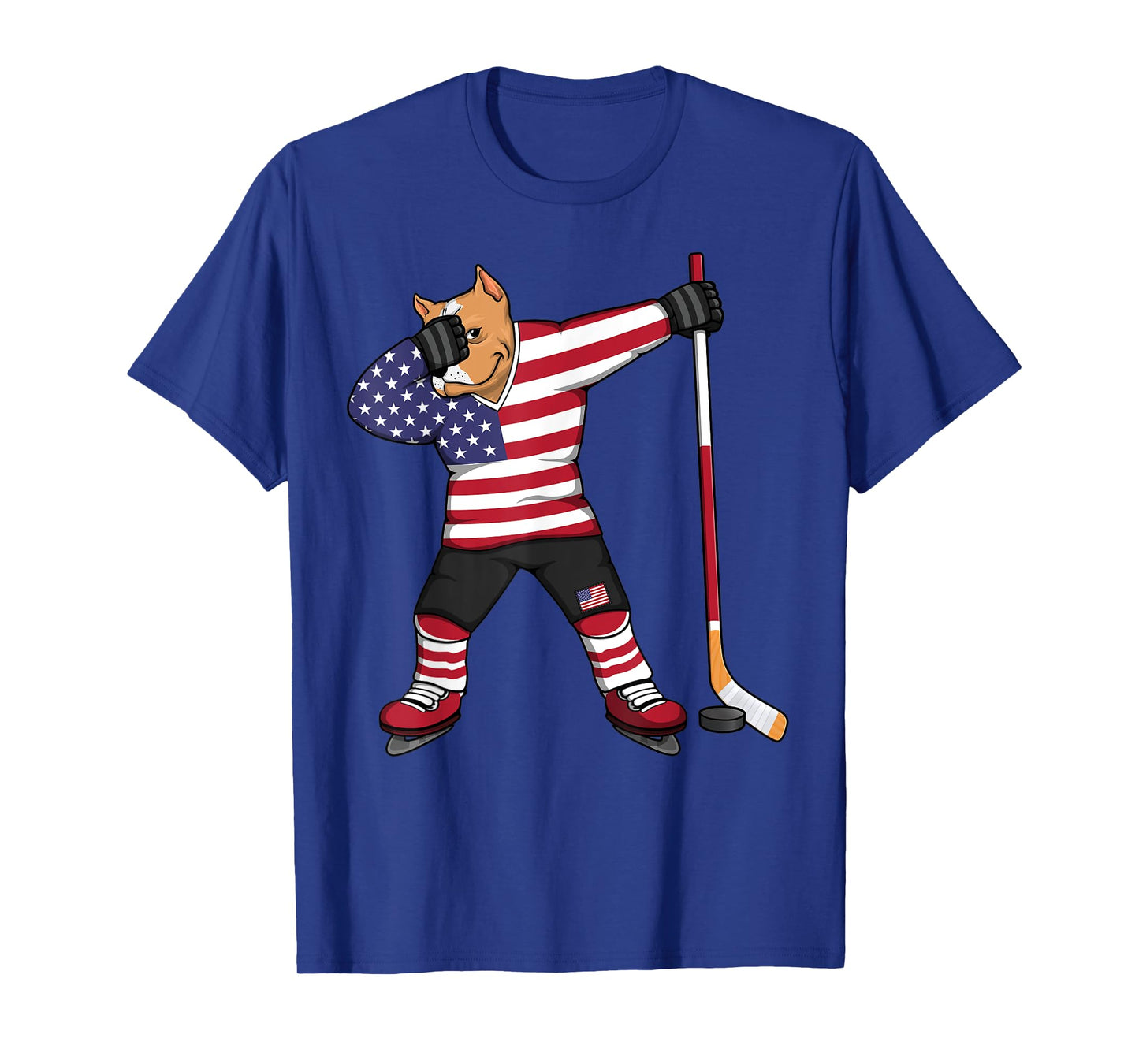 Dabbing Pitbull America Ice Hockey Fans Jersey USA Flag T-Shirt for Women Kids Men