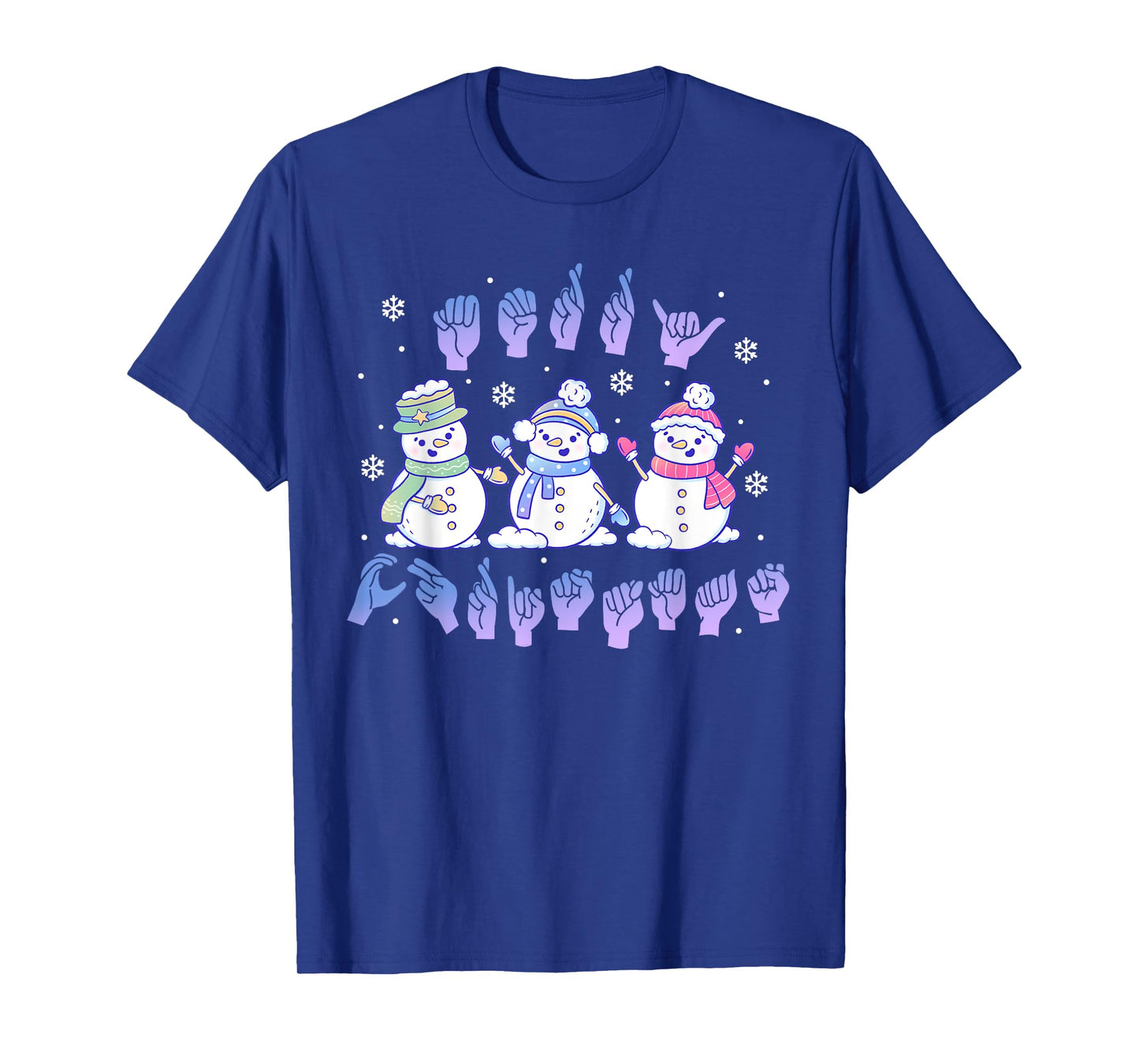 ASL Christmas Snowmen Merry Christmas Sign Language T-Shirt