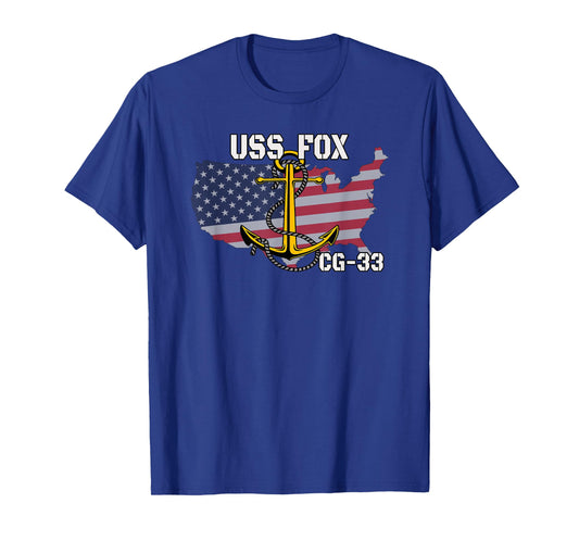 USS Fox CG-33 Cruiser Veterans Day Son Father Grandpa Dad T-Shirt