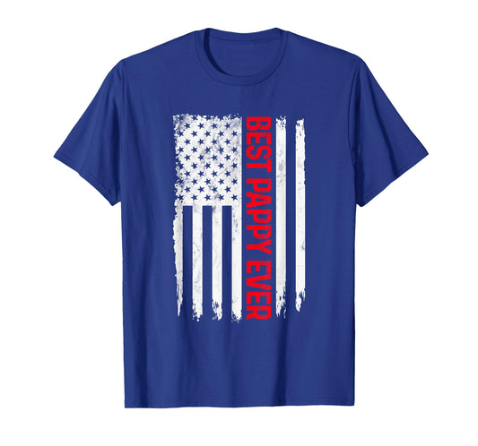 Mens Best Pappy Ever American flag Funny Papa Grandpa T-Shirt