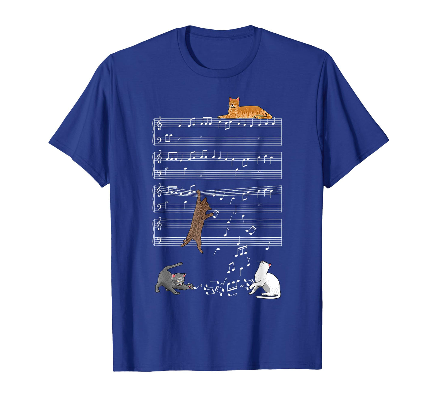 Cute Cat Kitty Playing Music Clef Piano Musician Art T-Shirt