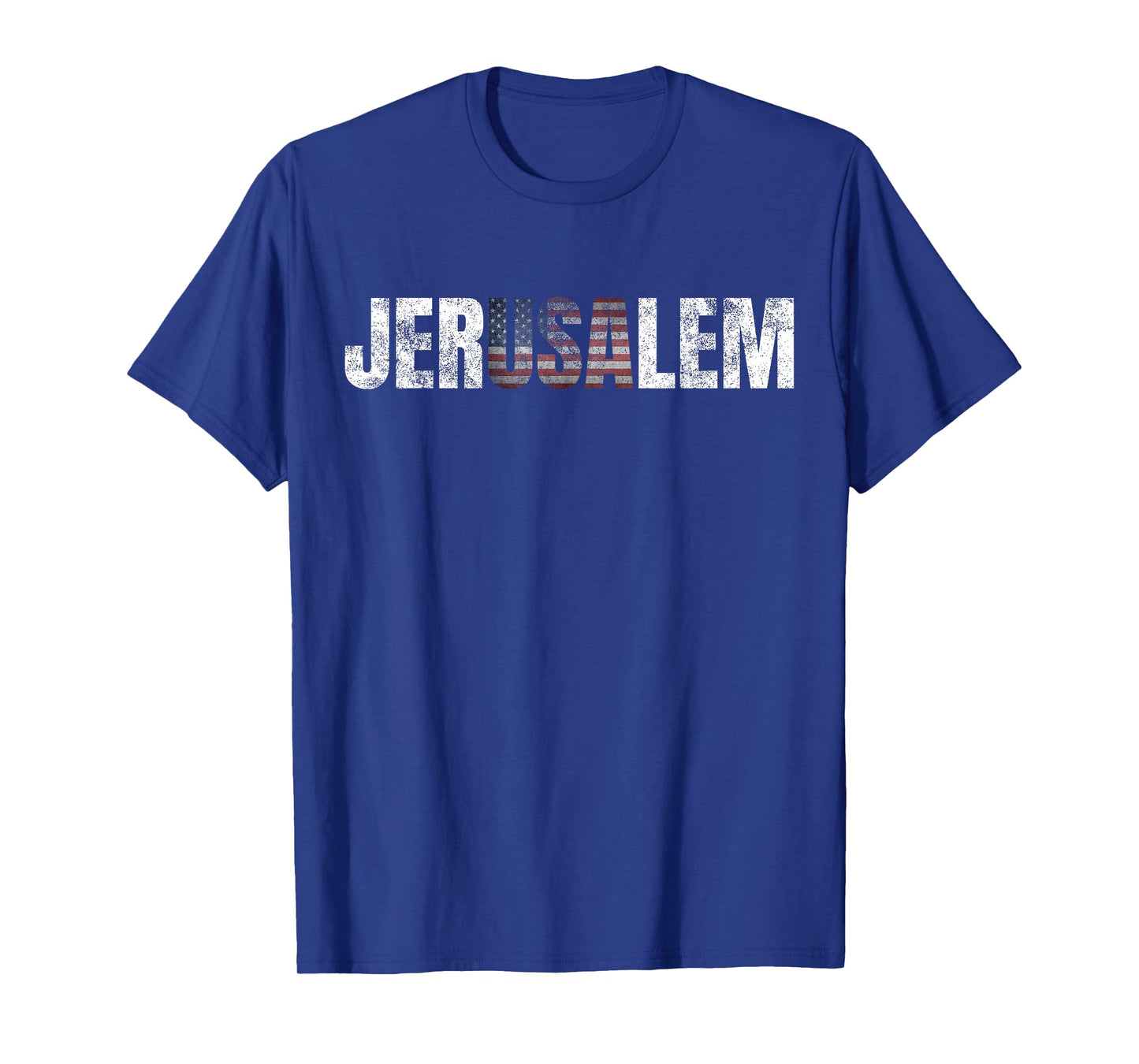 Distressed Jerusalem Jewish Israeli Gift American Flag T-Shirt
