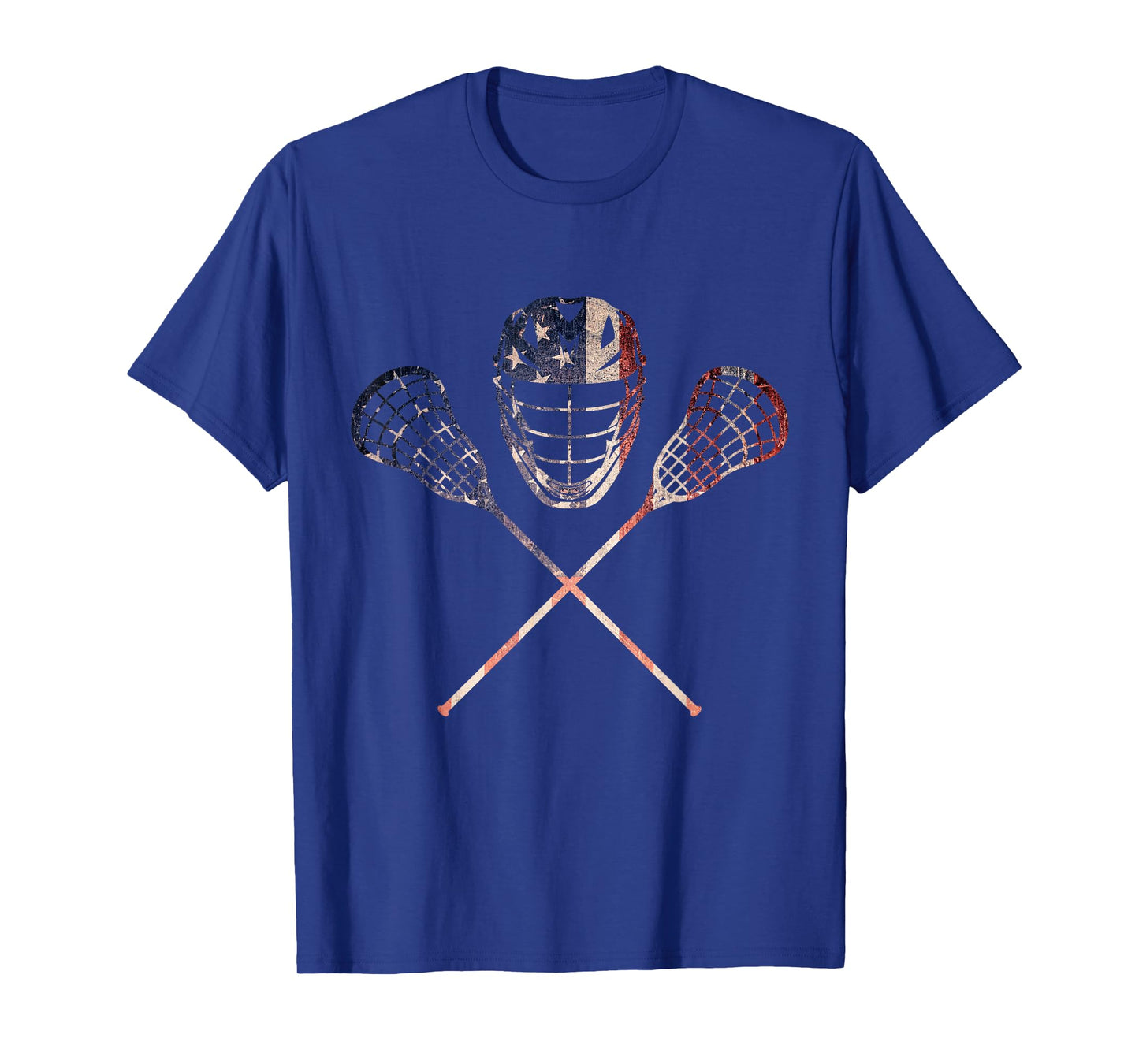 Vintage Lacrosse American Flag Lax Helmet Sticks 4th Of July T-Shirt