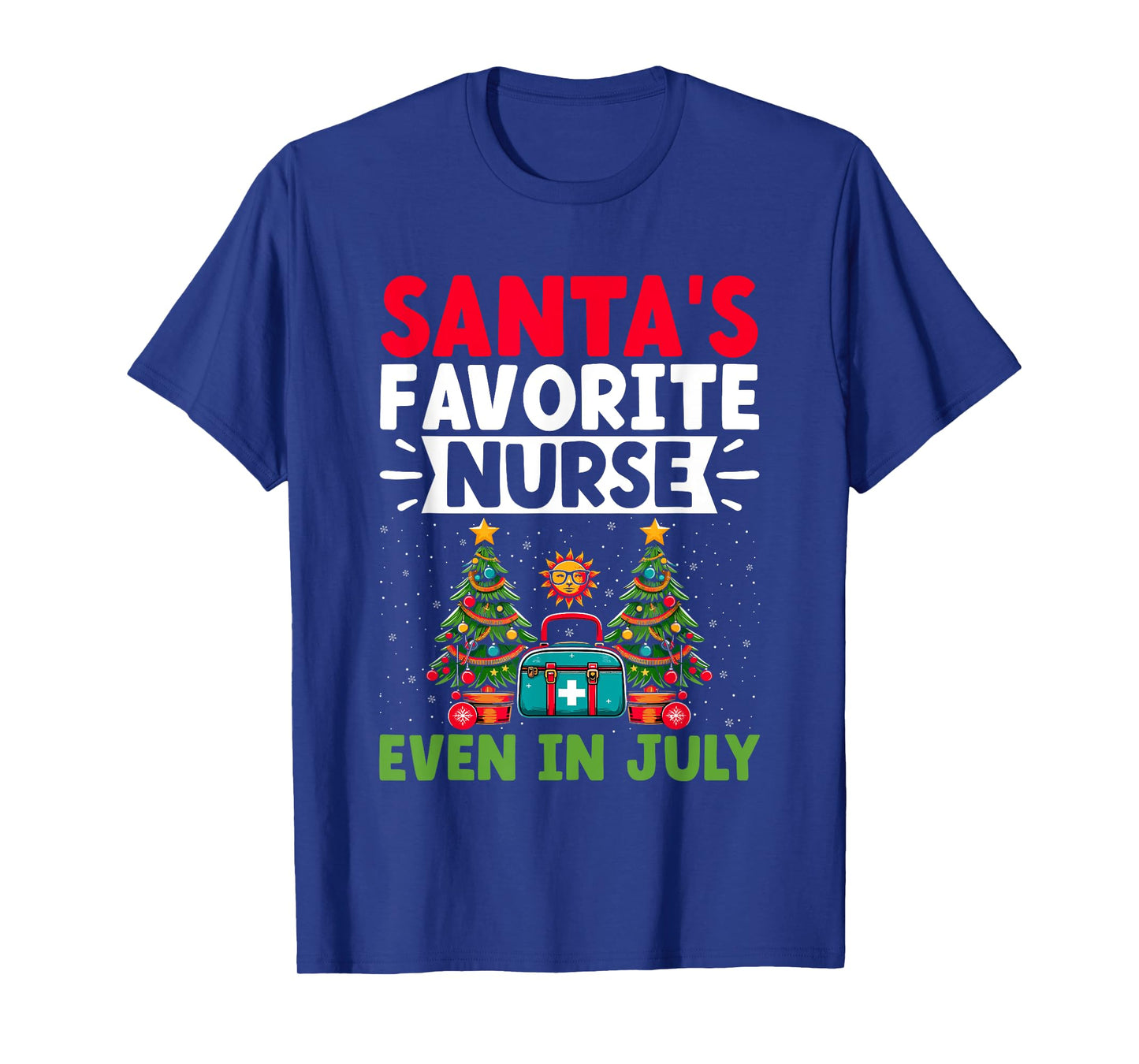 Christmas In July Nurse Santa Hat Summer Medical RN T-Shirt