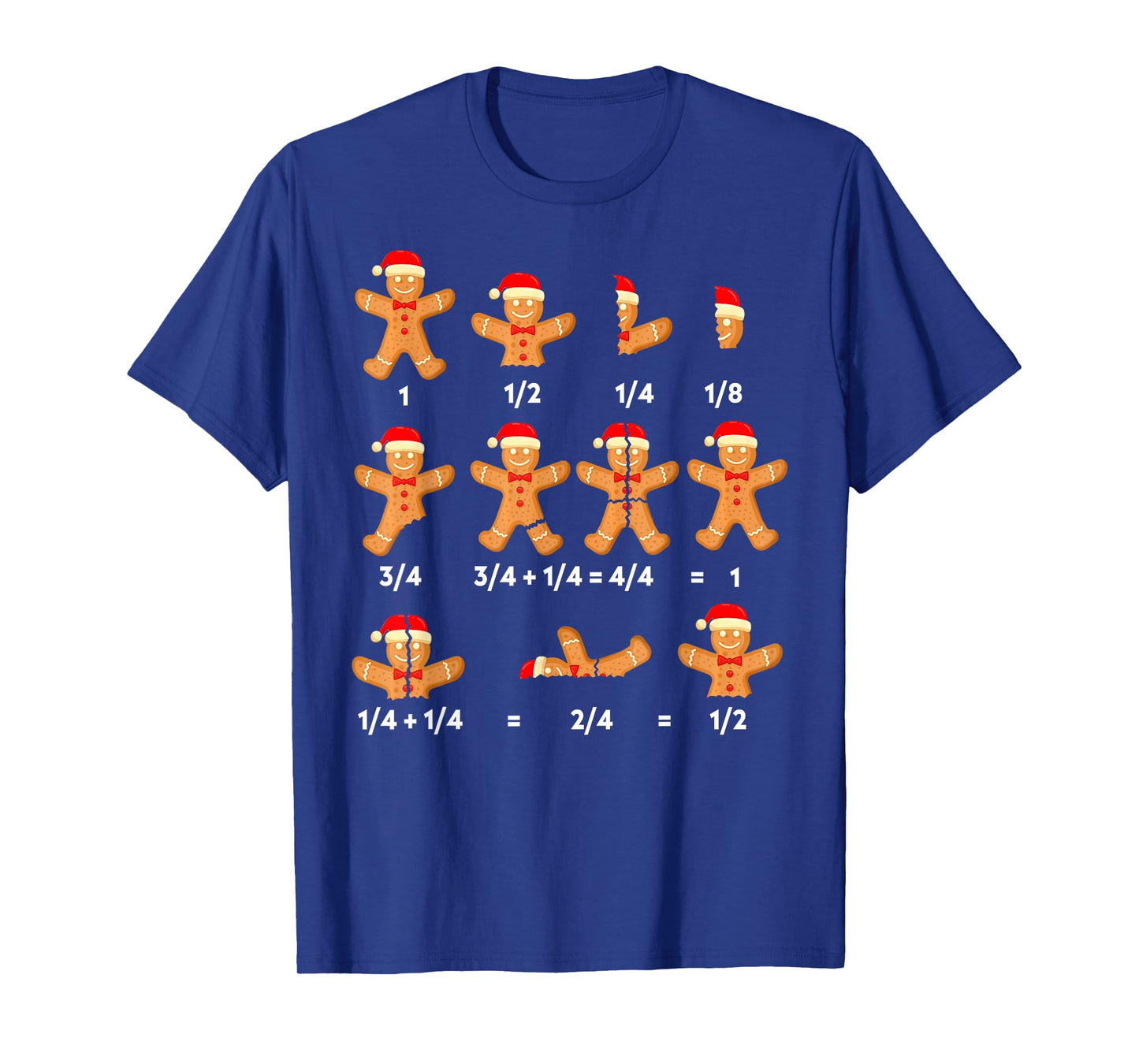 Christmas Math Teacher Equation Gingerbread Cookie Santa Hat Men Women Kids T-Shirt