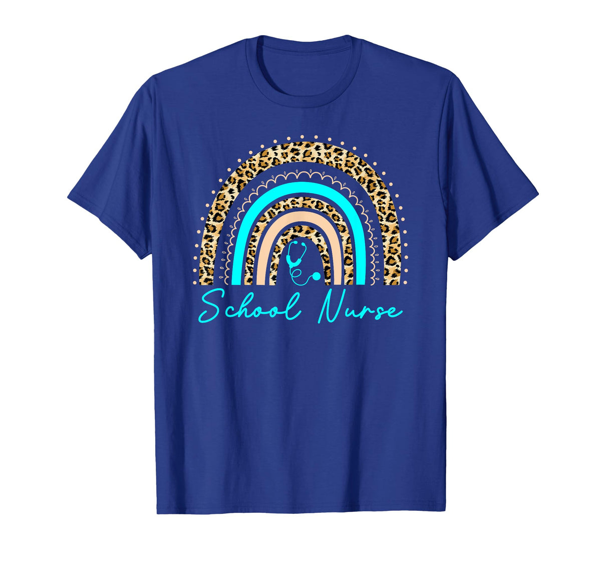 Rainbow Leopard School Nurse Seniors Work Back To School T-Shirt