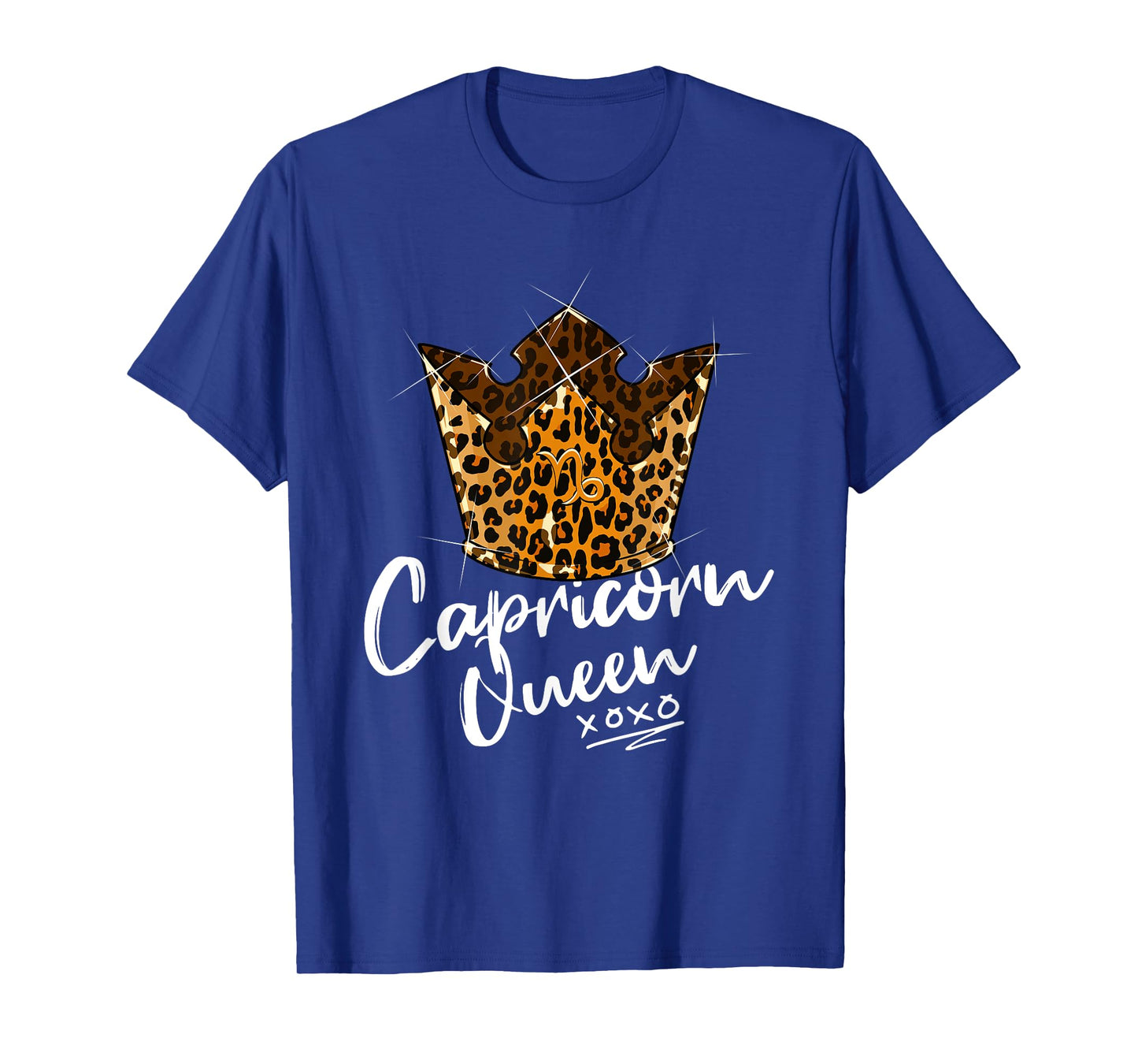 Leopard Capricorn Queen Zodiac Sign to Leopard Pattern Crown T-Shirt