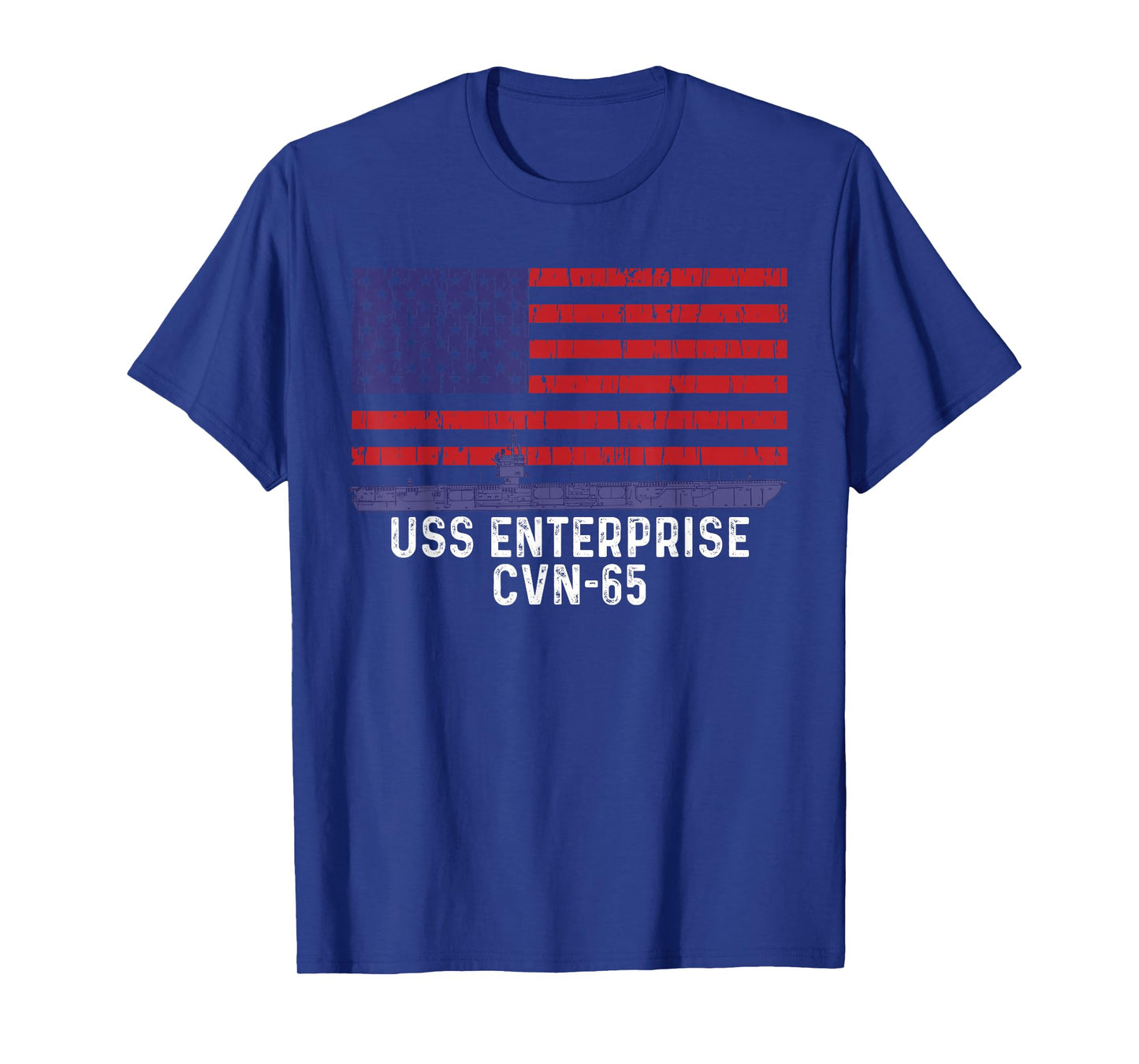 USS Enterprise CVN-65 Aircraft Carrier Vintage USA Flag T-Shirt
