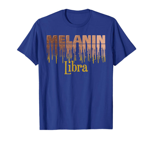 Libra Melanin Dripping Zodiac Sign for Black Women T-Shirt
