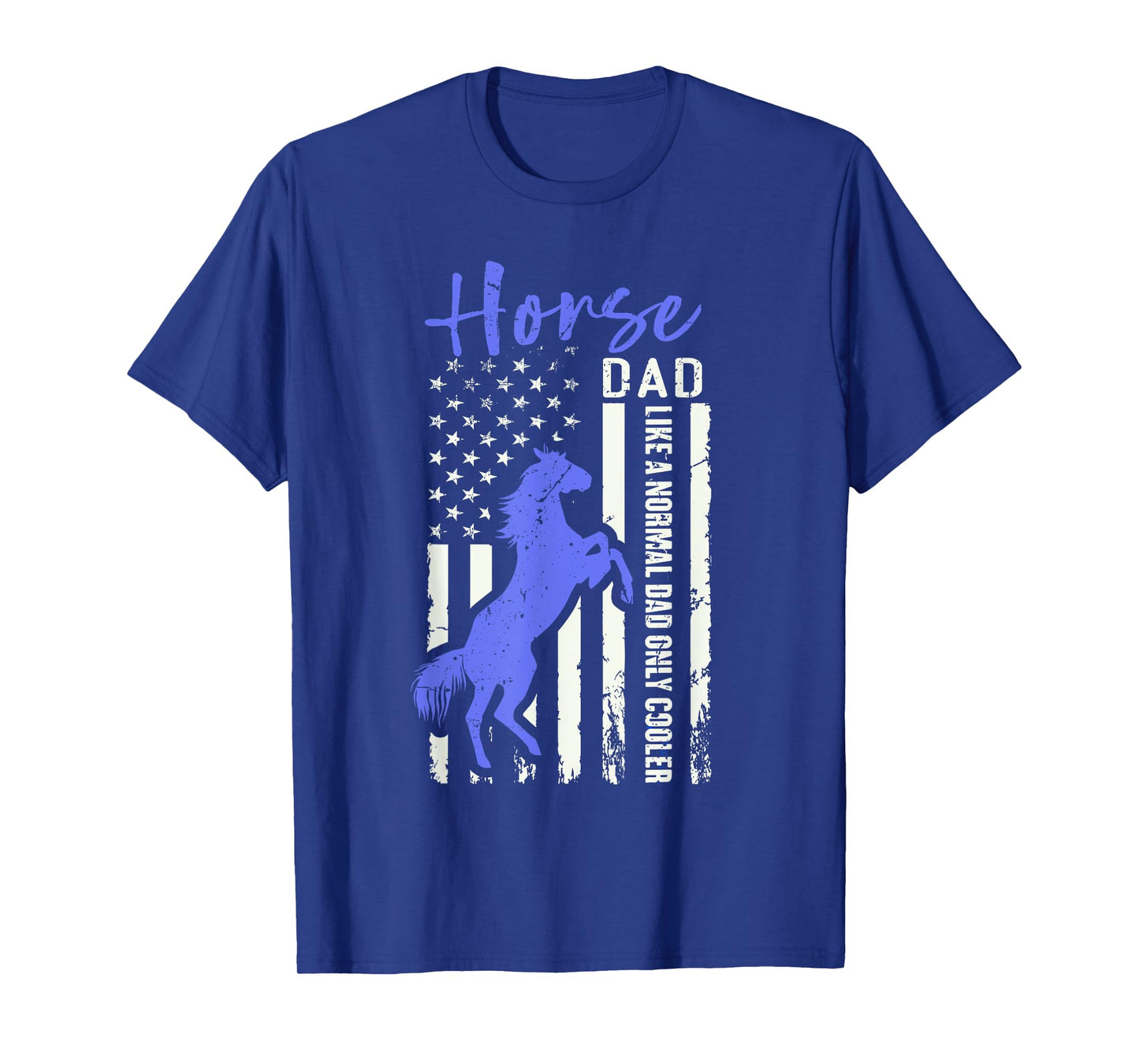 Funny Horse Dad American Flag Cool Equestrian Daddy Humor T-Shirt for Men