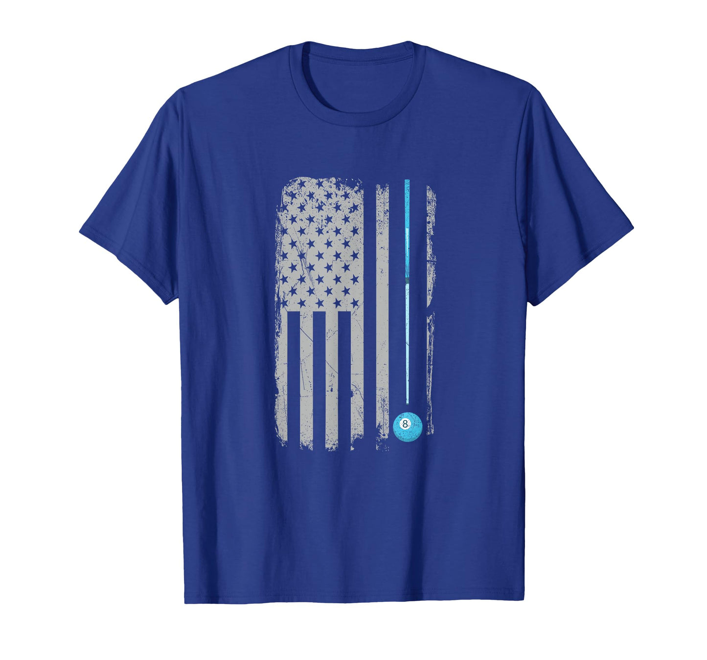 Pool Stick Billiards 8 Ball Vintage USA American Flag T-Shirt