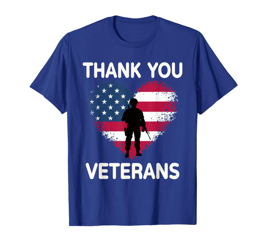Thank You Veterans Men Women Patriotic American Flag T-Shirt