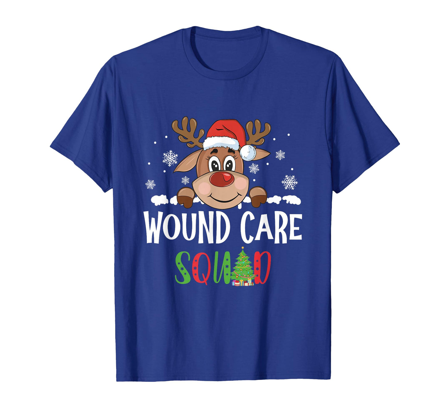 Cute Reindeer Christmas Wound Care Squad Stethoscope Nurse T-Shirt