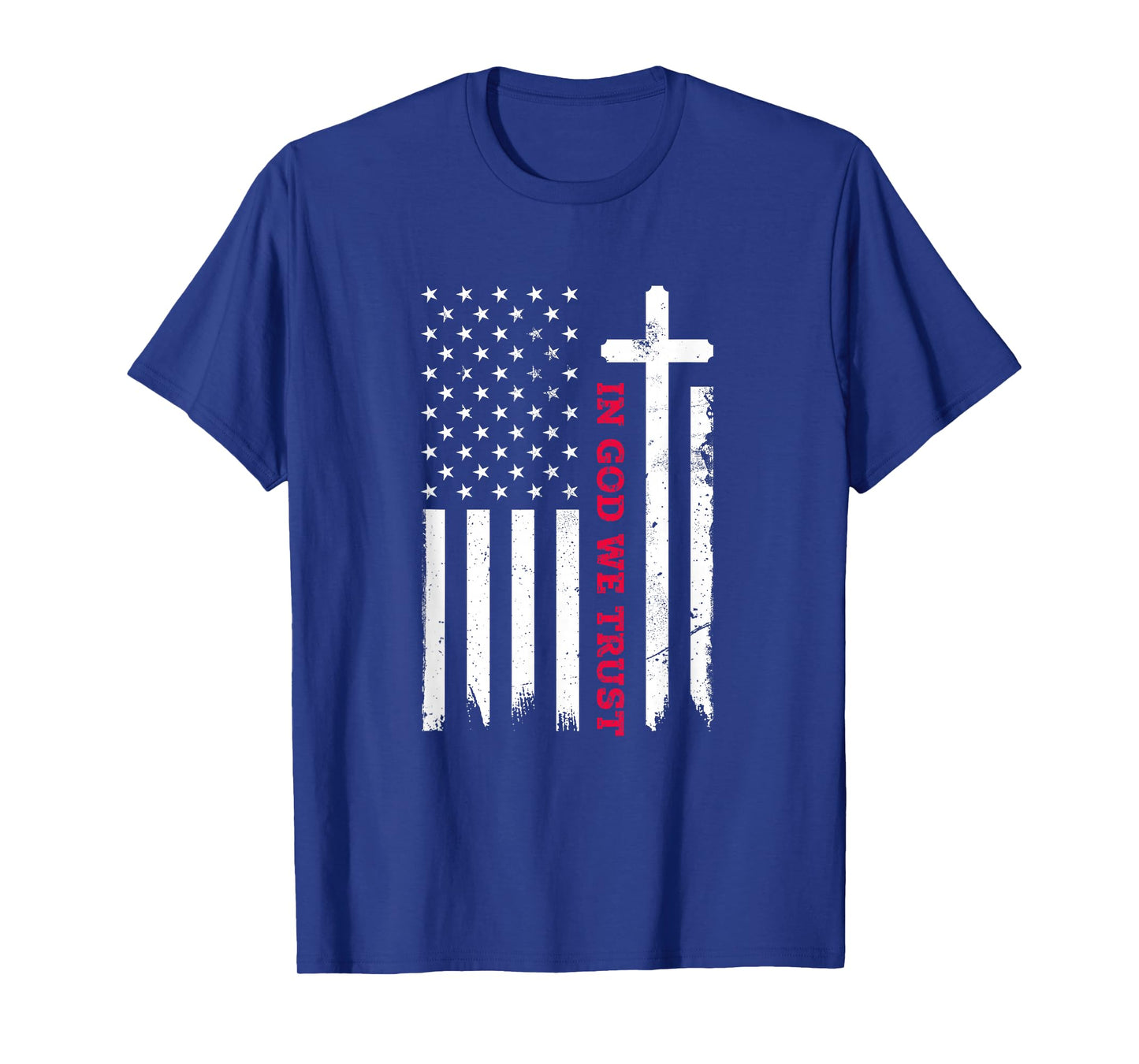 In God We Trust with Patriotic Vintage American Flag T-Shirt