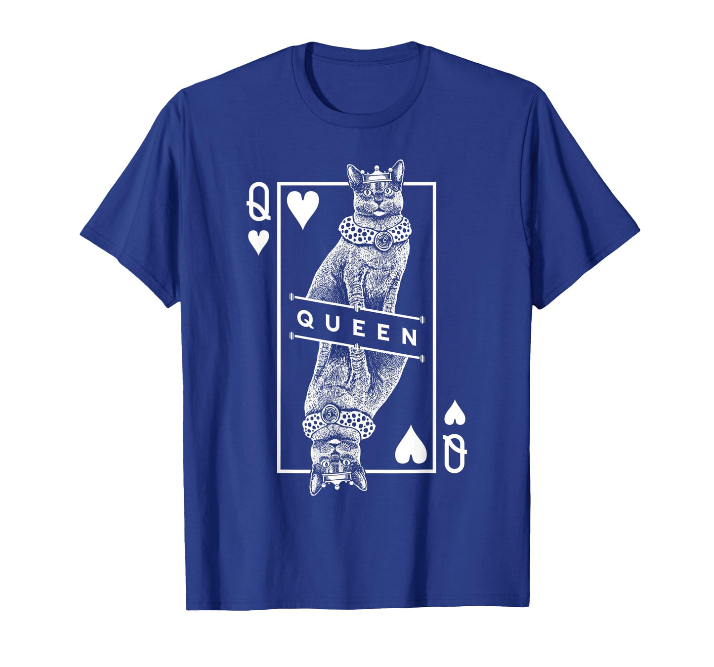 Russian Blue Cat Lover Queen Of Hearts Funny Pop Art T-Shirt