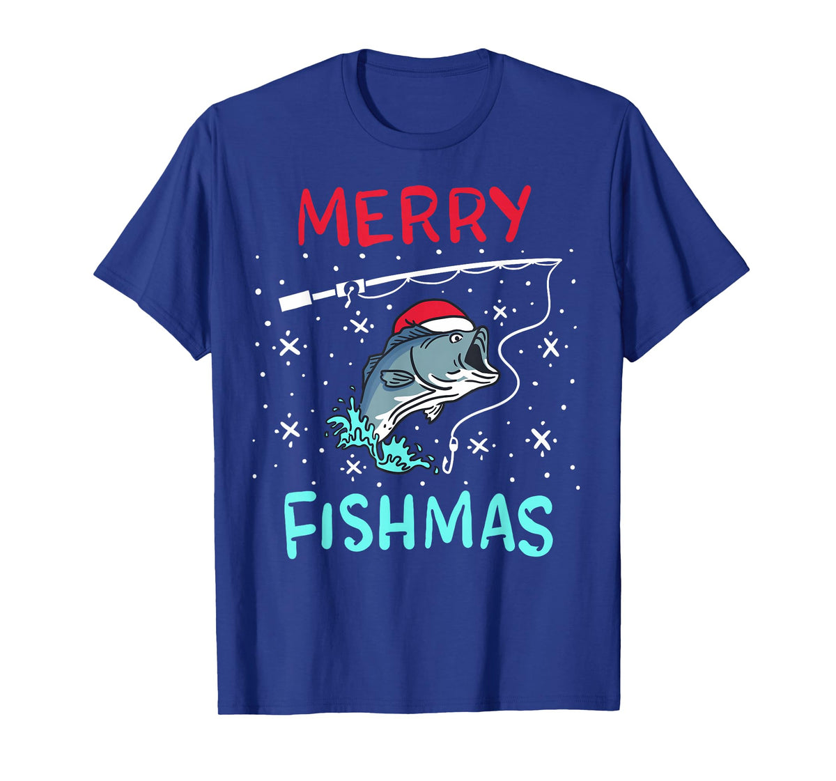 Merry Christmas Fishmas Funny Fishing Fish Gift Present T-Shirt