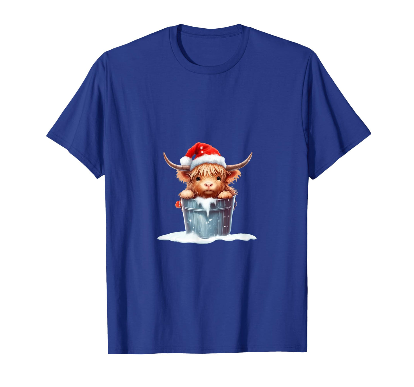 Cute Highland Cow in Santa Hat Country Heifer Farm Farmer T-Shirt
