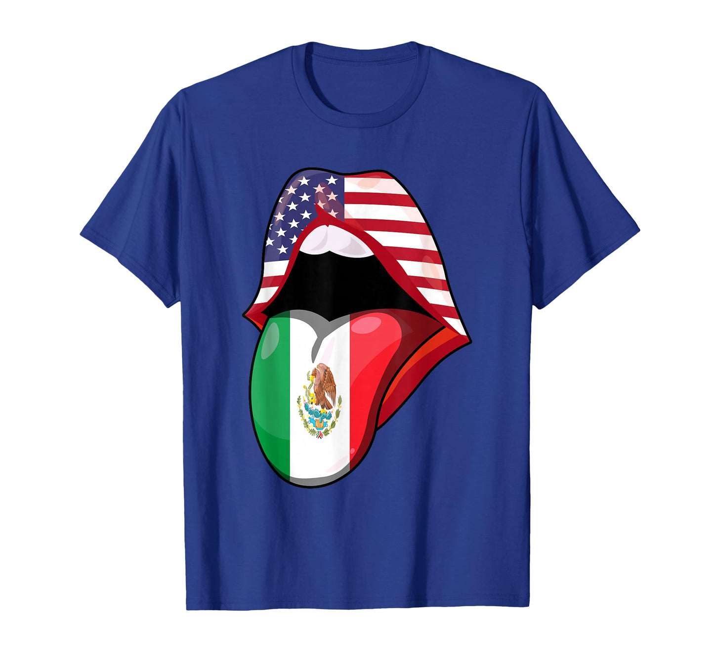 Mexican Women Roots American Grown Lips Flag USA Mexico T-Shirt