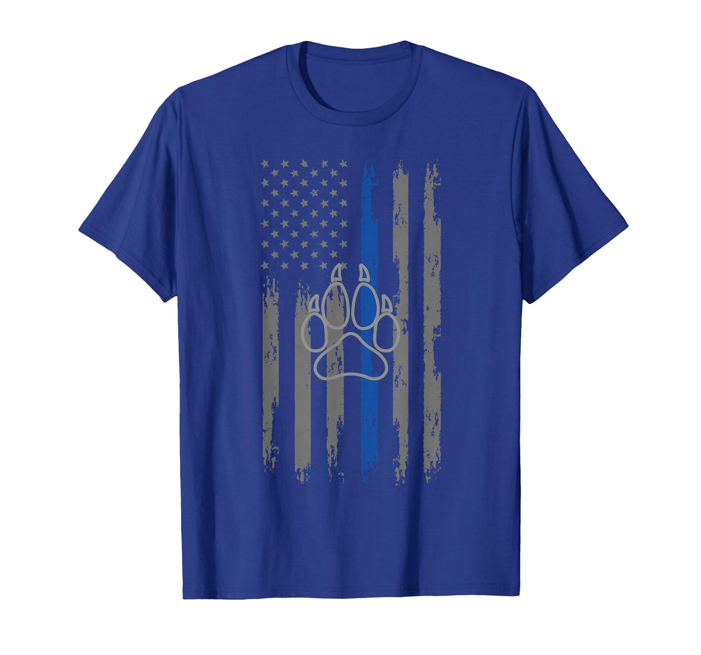 Police Flag with Dog Paw Print K9 T-Shirt